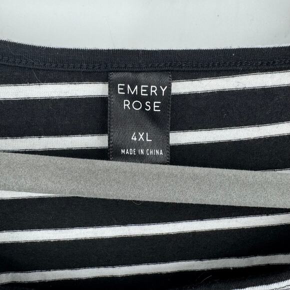 Emery Rose Women's Short Sleeve Striped Drawstring Black White Shirt Dress 4XL - Picture 7 of 10